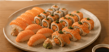 Salmon sushi plate