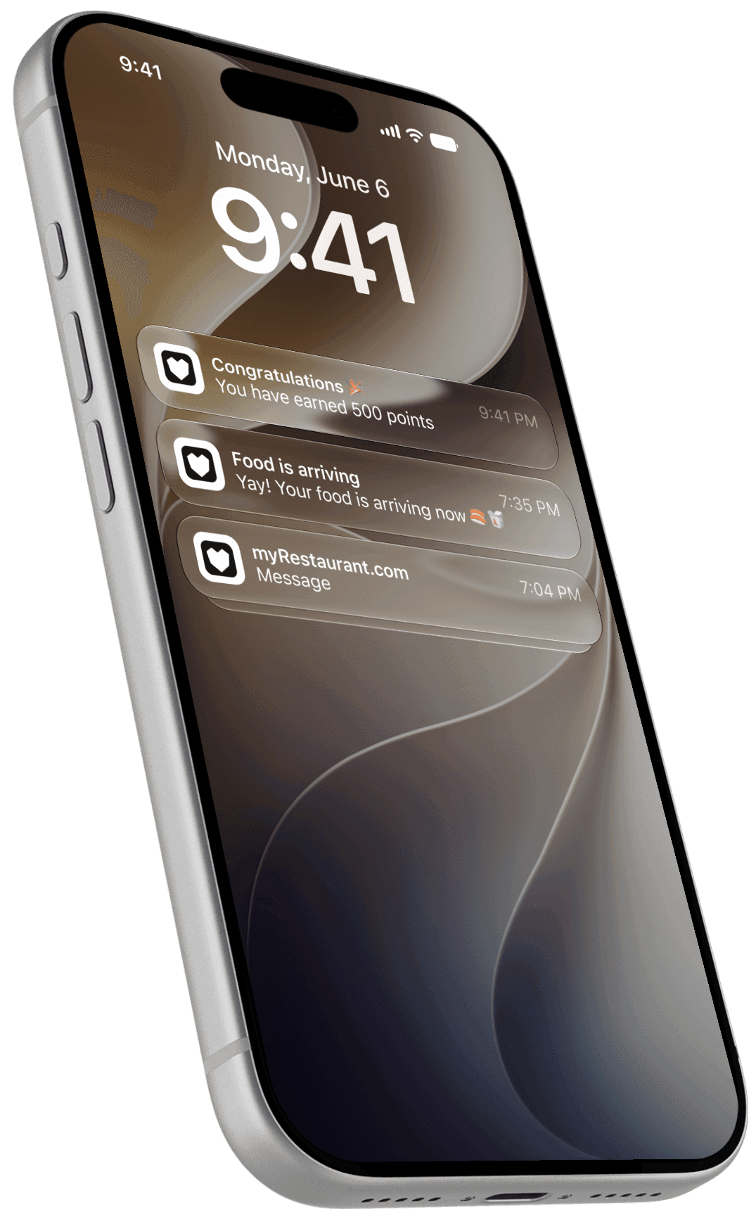Plenty app lock screen showing loyalty and delivery notifications