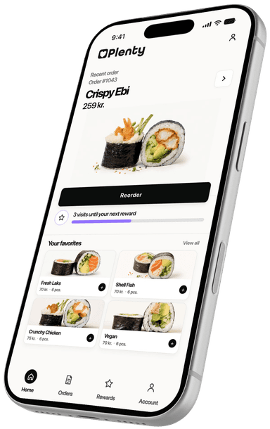 Plenty-powered restaurant app showing a recent order